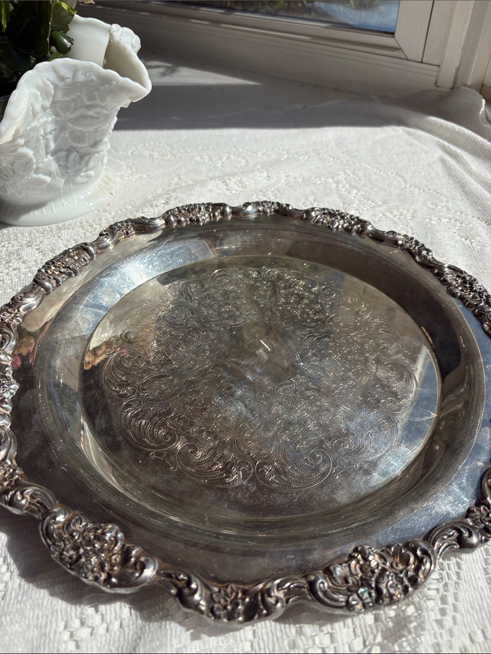Ornate Silver-Plate Serving Tray - EPCA BY POLE